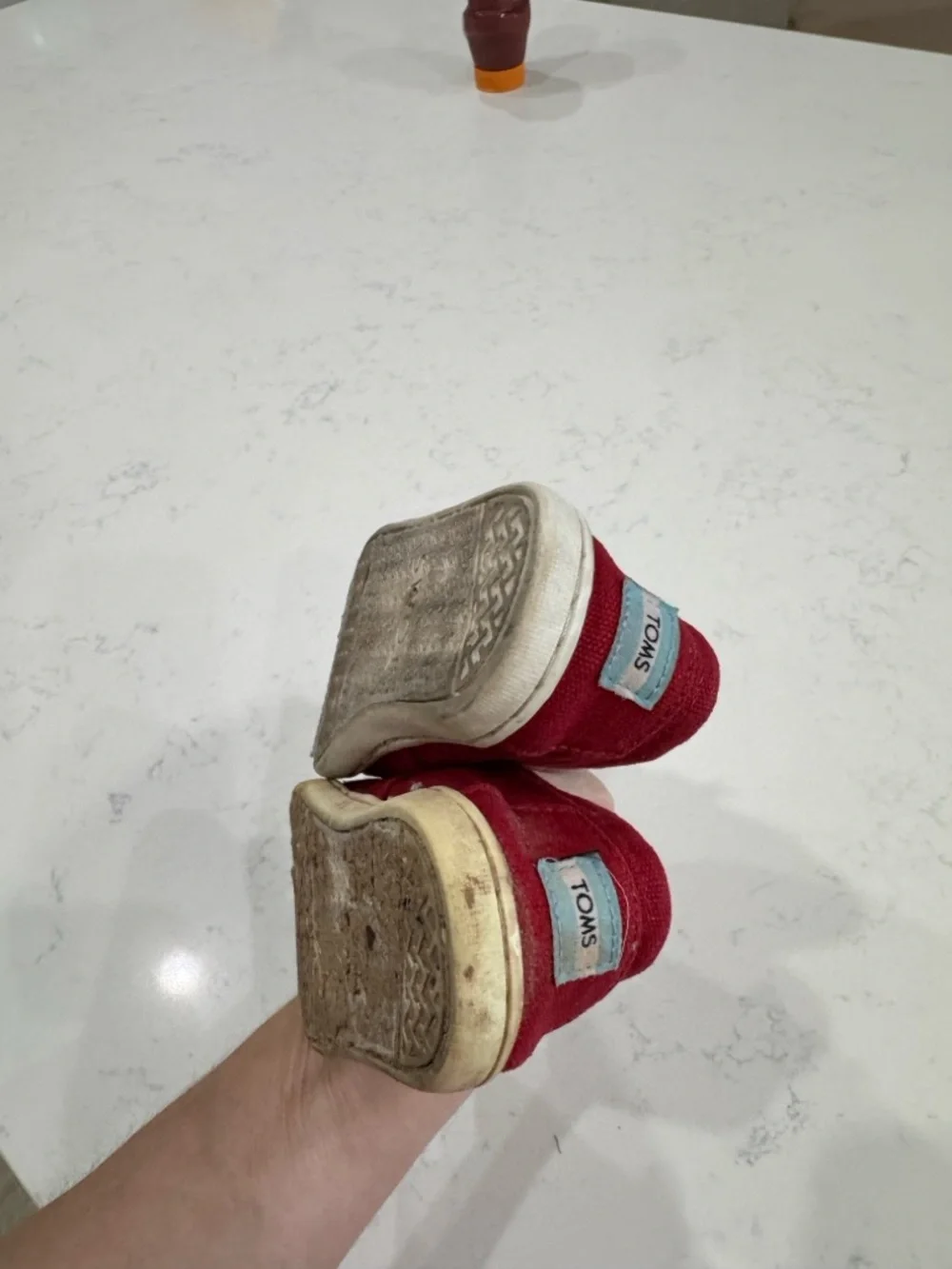 TOMS Kids Red Slip-On Canvas Moccasins